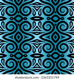 Seamless colourful batik ethnic dayak borneo pattern with luxurious line art for garment or textile 