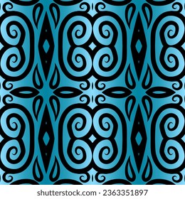 Seamless colourful batik ethnic dayak borneo pattern with luxurious line art for garment or textile 
