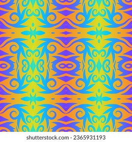 Seamless colourful batik ethnic dayak aztec Kalimantan pattern for background textile garment 
