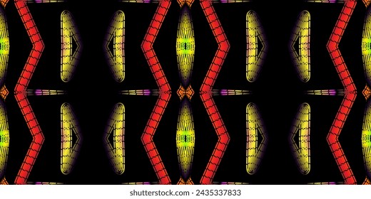 Seamless colourful batik ethnic dayak borneo line art pattern for aesthetic background or garment textile