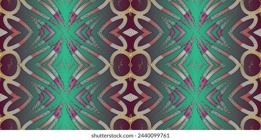 Seamless colourful batik ethnic dayak borneo line art pattern for aesthetic background or garment textile