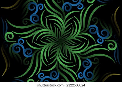 seamless colourful caleidoscope gradient flower art pattern of indonesian traditional tenun batik ethnic dayak ornament for wallpaper ads background sticker or clothing