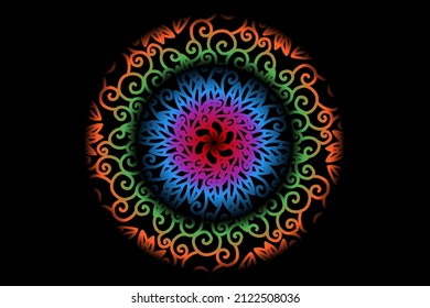 seamless colourful caleidoscope gradient flower art pattern of indonesian traditional tenun batik ethnic dayak ornament for wallpaper ads background sticker or clothing