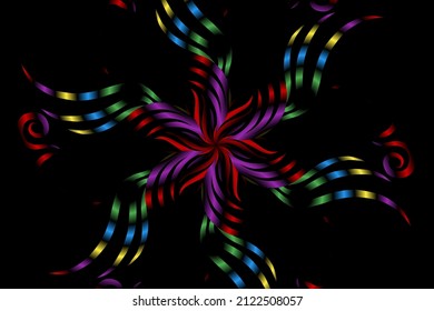 seamless colourful caleidoscope gradient flower art pattern of indonesian traditional tenun batik ethnic dayak ornament for wallpaper ads background sticker or clothing