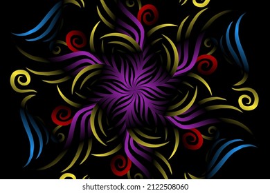 color sin fisuras caleidoscopio gradiente flor patrón de arte tradicional indonesio tenun batik étnico dayak adorno para papel pintado anuncios pegatina de fondo o ropa