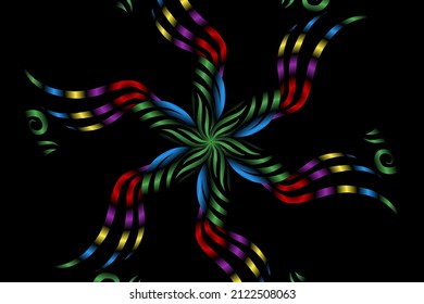color sin fisuras caleidoscopio gradiente flor patrón de arte tradicional indonesio tenun batik étnico dayak adorno para papel pintado anuncios pegatina de fondo o ropa