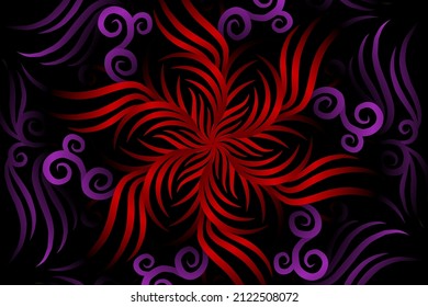 seamless colourful caleidoscope gradient flower art pattern of indonesian traditional tenun batik ethnic dayak ornament for wallpaper ads background sticker or clothing