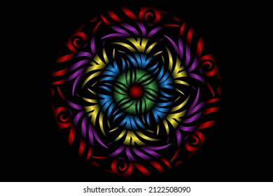 seamless colourful caleidoscope gradient flower art pattern of indonesian traditional tenun batik ethnic dayak ornament for wallpaper ads background sticker or clothing