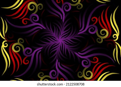 seamless colourful caleidoscope gradient flower art pattern of indonesian traditional tenun batik ethnic dayak ornament for wallpaper ads background sticker or clothing