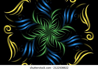seamless colourful caleidoscope gradient flower art pattern of indonesian traditional tenun batik ethnic dayak ornament for wallpaper ads background sticker or clothing