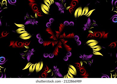 color sin fisuras caleidoscopio gradiente flor patrón de arte tradicional indonesio tenun batik étnico dayak adorno para papel pintado anuncios pegatina de fondo o ropa