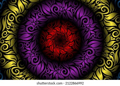 seamless colourful caleidoscope gradient flower art pattern of indonesian traditional tenun batik ethnic dayak ornament for wallpaper ads background sticker or clothing