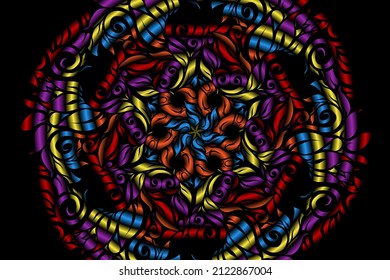 seamless colourful caleidoscope gradient flower art pattern of indonesian traditional tenun batik ethnic dayak ornament for wallpaper ads background sticker or clothing