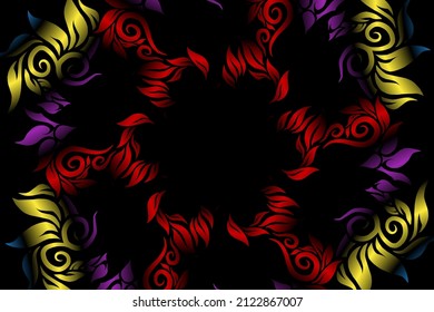 seamless colourful caleidoscope gradient flower art pattern of indonesian traditional tenun batik ethnic dayak ornament for wallpaper ads background sticker or clothing