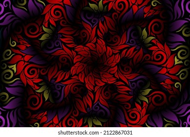 seamless colourful caleidoscope gradient flower art pattern of indonesian traditional tenun batik ethnic dayak ornament for wallpaper ads background sticker or clothing