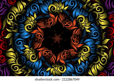 seamless colourful caleidoscope gradient flower art pattern of indonesian traditional tenun batik ethnic dayak ornament for wallpaper ads background sticker or clothing