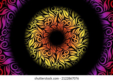 seamless colourful caleidoscope gradient flower art pattern of indonesian traditional tenun batik ethnic dayak ornament for wallpaper ads background sticker or clothing