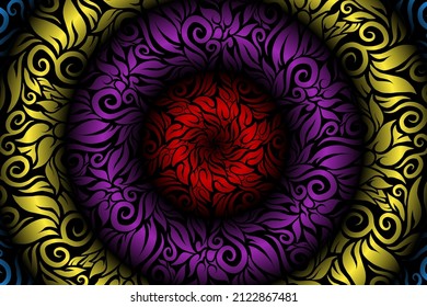 seamless colourful caleidoscope gradient flower art pattern of indonesian traditional tenun batik ethnic dayak ornament for wallpaper ads background sticker or clothing