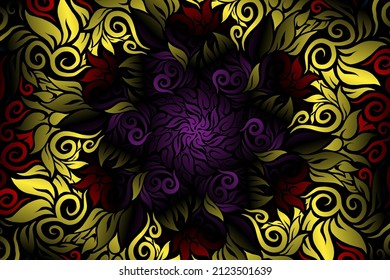 seamless colourful caleidoscope gradient flower art pattern of indonesian traditional tenun batik ethnic dayak ornament for wallpaper ads background sticker or clothing