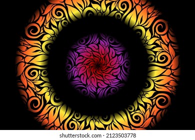 seamless colourful caleidoscope gradient flower art pattern of indonesian traditional tenun batik ethnic dayak ornament for wallpaper ads background sticker or clothing