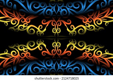 motif harmonieux de couleur caleidoscope dégradé de fleurs motif de l'ornement traditionnel indonésien tenun batik de jour ethnique pour fond d'écran publicités arrière-plan autocollant ou vêtements