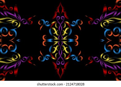 color sin fisuras caleidoscopio gradiente flor patrón de arte tradicional indonesio tenun batik étnico dayak adorno para papel pintado anuncios pegatina de fondo o ropa