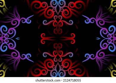 color sin fisuras caleidoscopio gradiente flor patrón de arte tradicional indonesio tenun batik étnico dayak adorno para papel pintado anuncios pegatina de fondo o ropa