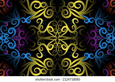 seamless colourful caleidoscope gradient flower art pattern of indonesian traditional tenun batik ethnic dayak ornament for wallpaper ads background sticker or clothing