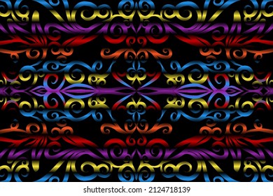 color sin fisuras caleidoscopio gradiente flor patrón de arte tradicional indonesio tenun batik étnico dayak adorno para papel pintado anuncios pegatina de fondo o ropa