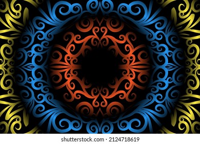 seamless colourful caleidoscope gradient flower art pattern of indonesian traditional tenun batik ethnic dayak ornament for wallpaper ads background sticker or clothing