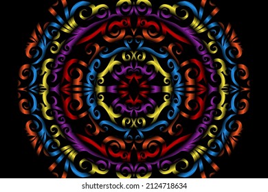 color sin fisuras caleidoscopio gradiente flor patrón de arte tradicional indonesio tenun batik étnico dayak adorno para papel pintado anuncios pegatina de fondo o ropa