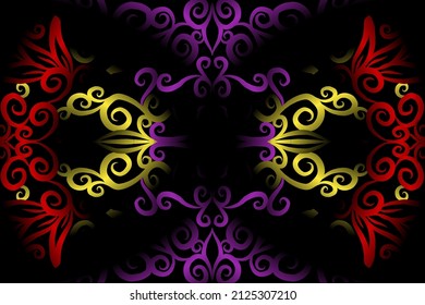 color sin fisuras caleidoscopio gradiente flor patrón de arte tradicional indonesio tenun batik étnico dayak adorno para papel pintado anuncios pegatina de fondo o ropa