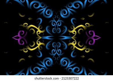 seamless colourful caleidoscope gradient flower art pattern of indonesian traditional tenun batik ethnic dayak ornament for wallpaper ads background sticker or clothing