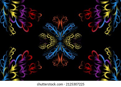 seamless colourful caleidoscope gradient flower art pattern of indonesian traditional tenun batik ethnic dayak ornament for wallpaper ads background sticker or clothing