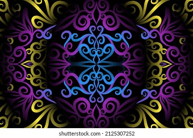 seamless colourful caleidoscope gradient flower art pattern of indonesian traditional tenun batik ethnic dayak ornament for wallpaper ads background sticker or clothing