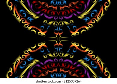 color sin fisuras caleidoscopio gradiente flor patrón de arte tradicional indonesio tenun batik étnico dayak adorno para papel pintado anuncios pegatina de fondo o ropa