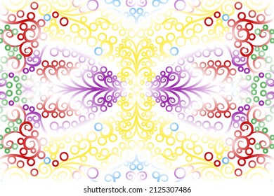 seamless colourful caleidoscope gradient flower art pattern of indonesian traditional tenun batik ethnic dayak ornament for wallpaper ads background sticker or clothing