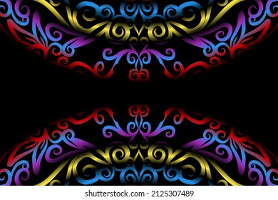 seamless colourful caleidoscope gradient flower art pattern of indonesian traditional tenun batik ethnic dayak ornament for wallpaper ads background sticker or clothing