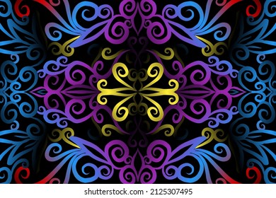 color sin fisuras caleidoscopio gradiente flor patrón de arte tradicional indonesio tenun batik étnico dayak adorno para papel pintado anuncios pegatina de fondo o ropa