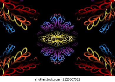 seamless colourful caleidoscope gradient flower art pattern of indonesian traditional tenun batik ethnic dayak ornament for wallpaper ads background sticker or clothing