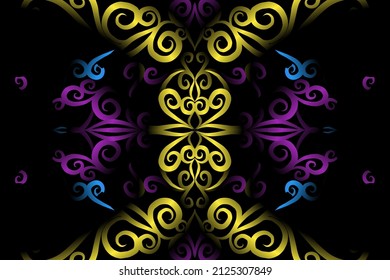 seamless colourful caleidoscope gradient flower art pattern of indonesian traditional tenun batik ethnic dayak ornament for wallpaper ads background sticker or clothing