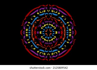 seamless colourful caleidoscope gradient flower art pattern of indonesian culture traditional tenun batik ethnic dayak ornament for wallpaper ads background sticker or clothing