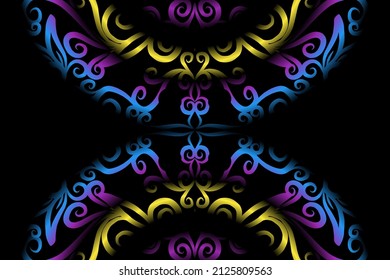 color sin fisuras caleidoscopio gradiente flor patrón de arte de la cultura indonesia tradicional tenun batik étnico dayak adorno para papel pintado anuncios pegatina de fondo o ropa