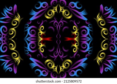 color sin fisuras caleidoscopio gradiente flor patrón de arte de la cultura indonesia tradicional tenun batik étnico dayak adorno para papel pintado anuncios pegatina de fondo o ropa