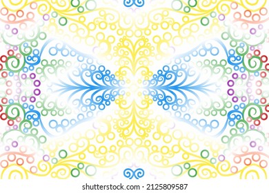 seamless colourful caleidoscope gradient flower art pattern of indonesian culture traditional tenun batik ethnic dayak ornament for wallpaper ads background sticker or clothing