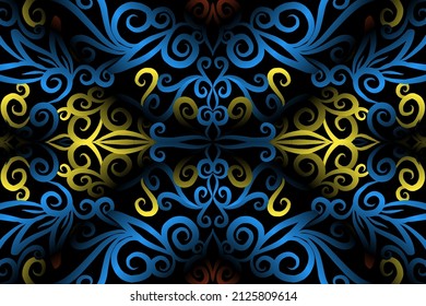 seamless colourful caleidoscope gradient flower art pattern of indonesian culture traditional tenun batik ethnic dayak ornament for wallpaper ads background sticker or clothing