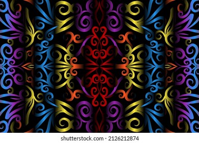 color sin fisuras caleidoscopio gradiente flor patrón de arte de la cultura indonesia tradicional tenun batik étnico dayak adorno para papel pintado anuncios pegatina de fondo o ropa