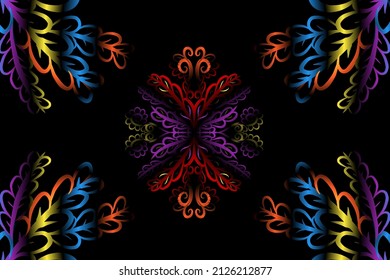 seamless colourful caleidoscope gradient flower art pattern of indonesian culture traditional tenun batik ethnic dayak ornament for wallpaper ads background sticker or clothing