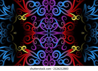 seamless colourful caleidoscope gradient flower art pattern of indonesian culture traditional tenun batik ethnic dayak ornament for wallpaper ads background sticker or clothing
