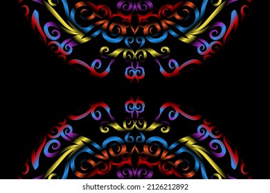 seamless colourful caleidoscope gradient flower art pattern of indonesian culture traditional tenun batik ethnic dayak ornament for wallpaper ads background sticker or clothing